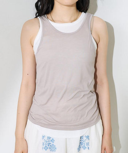 【套裝商品】透視套裝背心/純色背心