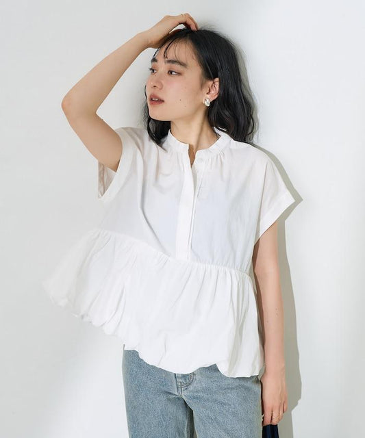 下襬氣球袖法式長袖束腰連衣裙