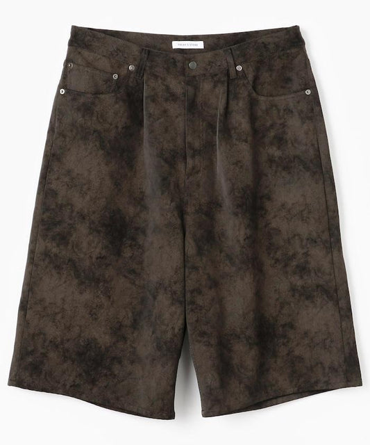 復古風格仿皮寬鬆短褲