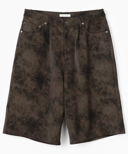 復古風格仿皮寬鬆短褲