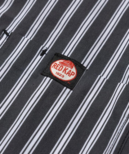 聯名 輕鬆版型 半拉鍊 單標誌 短袖工作襯衫 條紋 格子