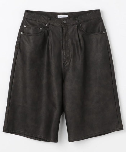 復古風格仿皮寬鬆短褲