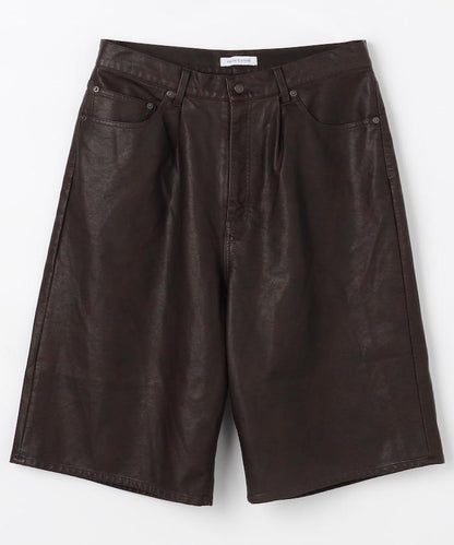 復古風格仿皮寬鬆短褲