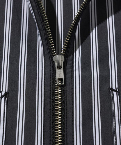 聯名 輕鬆版型 半拉鍊 單標誌 短袖工作襯衫 條紋 格子