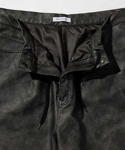 復古風格仿皮寬鬆短褲