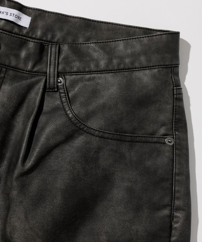 復古風格仿皮寬鬆短褲