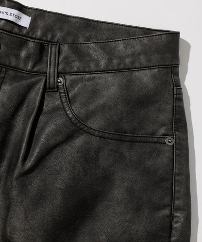 復古風格仿皮寬鬆短褲