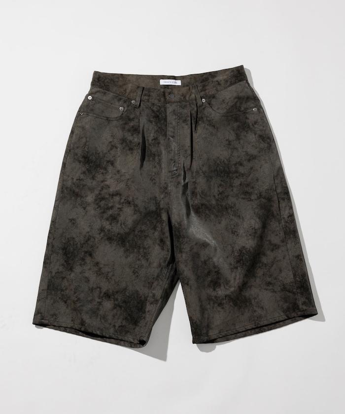 復古風格仿皮寬鬆短褲