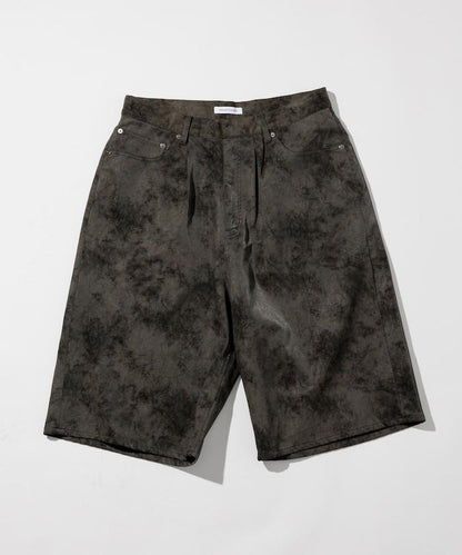 復古風格仿皮寬鬆短褲