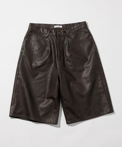 復古風格仿皮寬鬆短褲