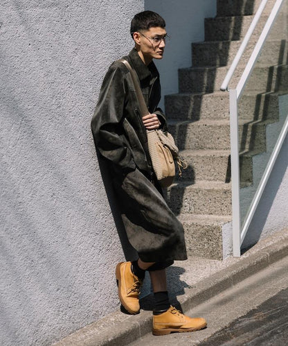 復古風格仿皮寬鬆短褲