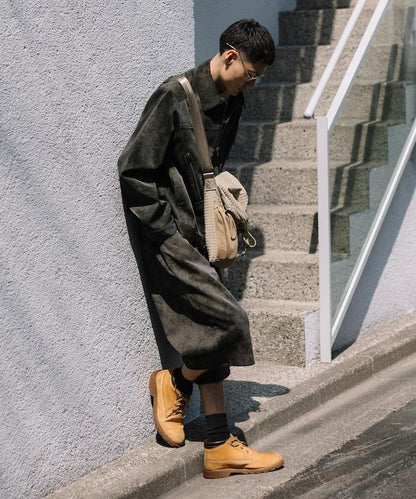 復古風格仿皮寬鬆短褲