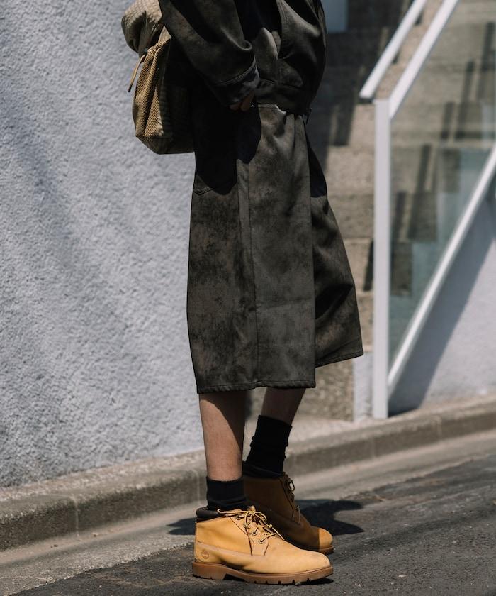 復古風格仿皮寬鬆短褲