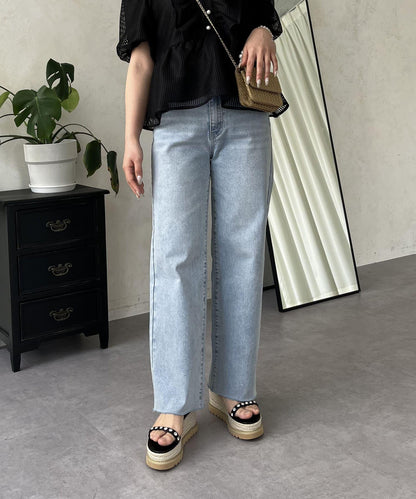 【MOMO】彈力修身直筒牛仔褲