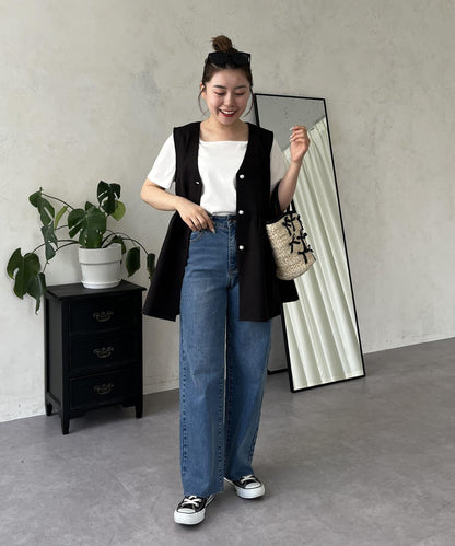 【MOMO】彈力修身直筒牛仔褲