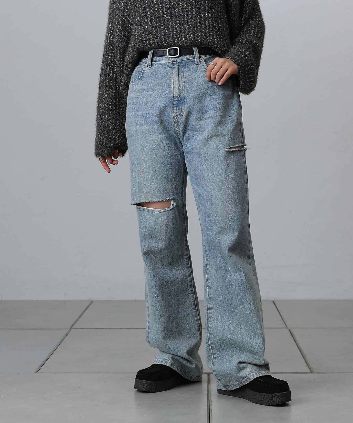 【S～L尺碼展開】破洞牛仔褲