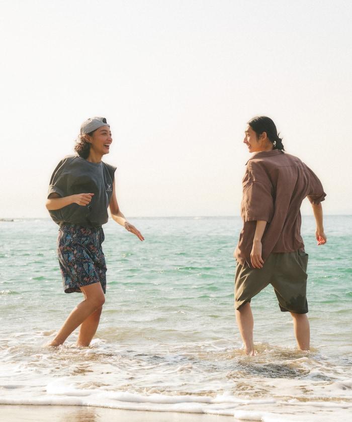 亞麻粘膠 開領 短袖襯衫