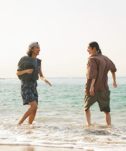 亞麻粘膠 開領 短袖襯衫