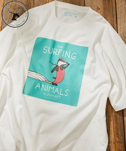 衝浪動物圖案T恤