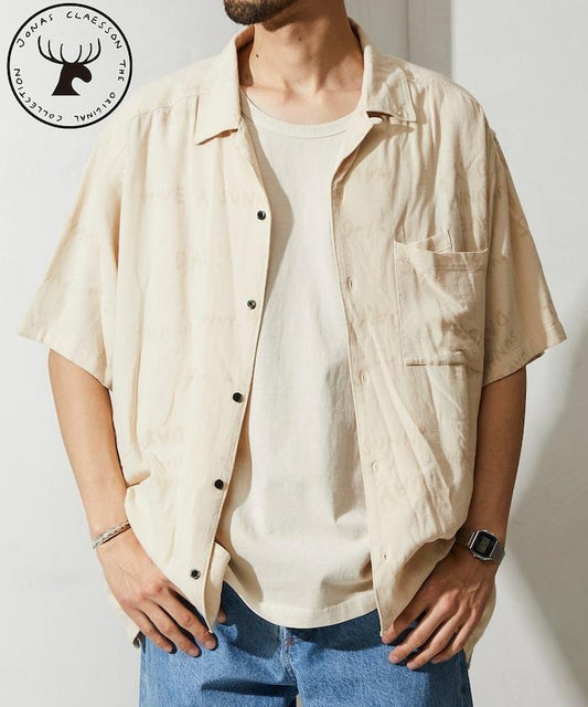 亞麻粘膠 開領 短袖襯衫