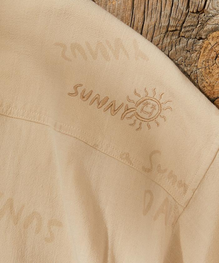 亞麻粘膠 開領 短袖襯衫