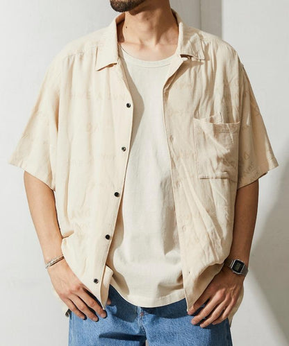 亞麻粘膠 開領 短袖襯衫
