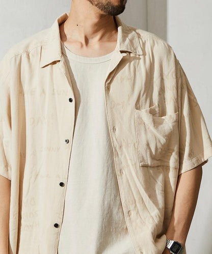 亞麻粘膠 開領 短袖襯衫