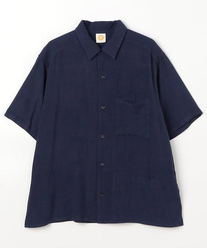 亞麻粘膠 開領 短袖襯衫