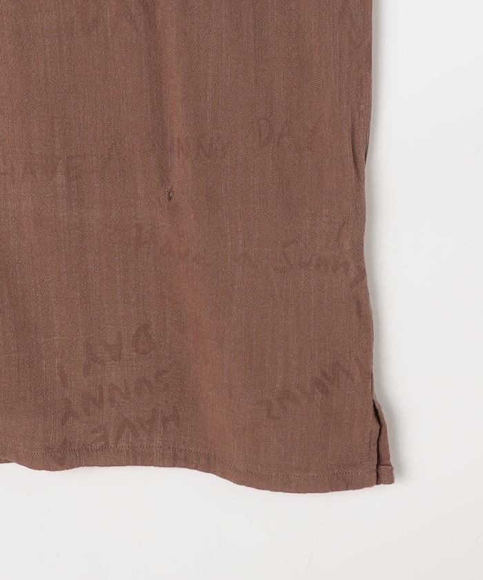 亞麻粘膠 開領 短袖襯衫