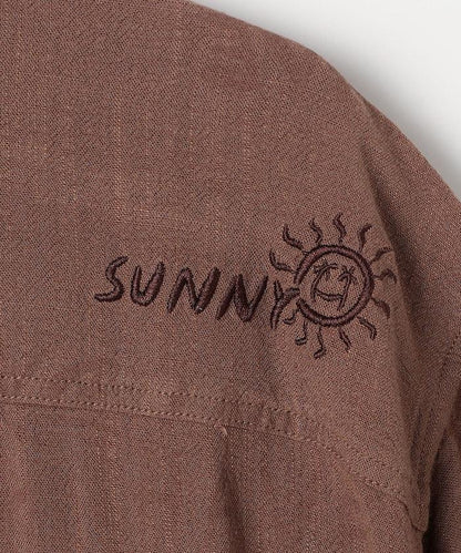 亞麻粘膠 開領 短袖襯衫