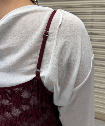 蕾絲連衣裙數字排列不規則下襬連衣裙