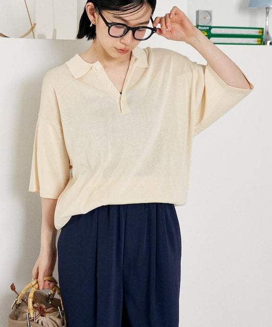 可水洗夏季針織polo衫/透明薄針織polo衫/可水洗針織