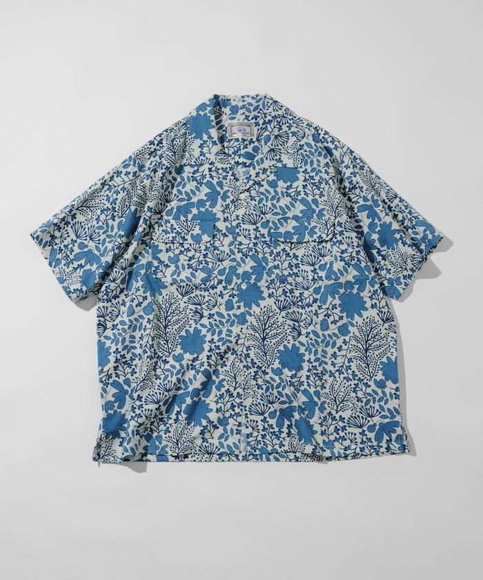 印度制 寬鬆版型 巴蒂克圖案印花 開領襯衫 短袖 樹圖案