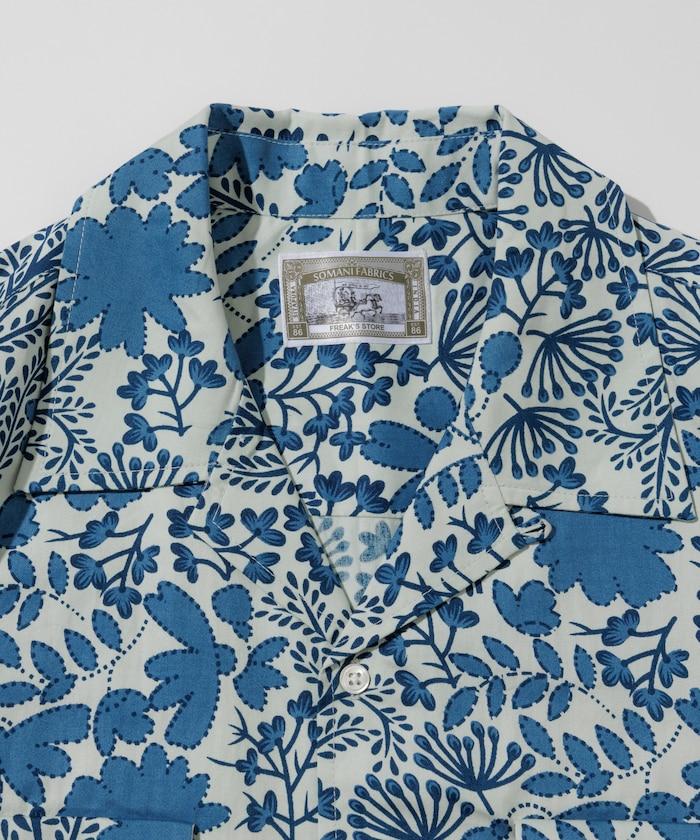 印度制 寬鬆版型 巴蒂克圖案印花 開領襯衫 短袖 樹圖案