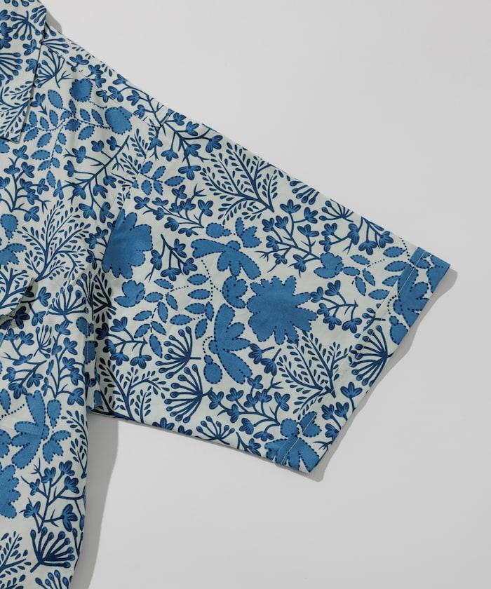 印度制 寬鬆版型 巴蒂克圖案印花 開領襯衫 短袖 樹圖案