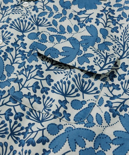 印度制 寬鬆版型 巴蒂克圖案印花 開領襯衫 短袖 樹圖案