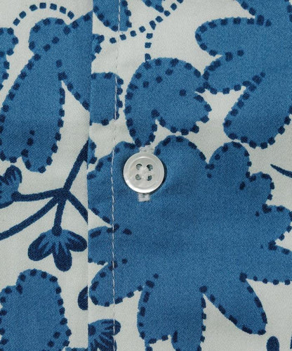 印度制 寬鬆版型 巴蒂克圖案印花 開領襯衫 短袖 樹圖案