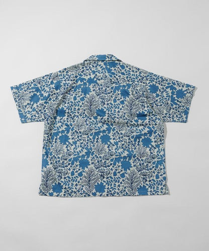 印度制 寬鬆版型 巴蒂克圖案印花 開領襯衫 短袖 樹圖案