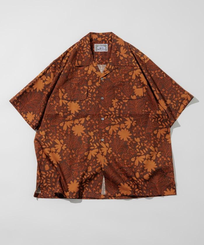 印度制 寬鬆版型 巴蒂克圖案印花 開領襯衫 短袖 樹圖案