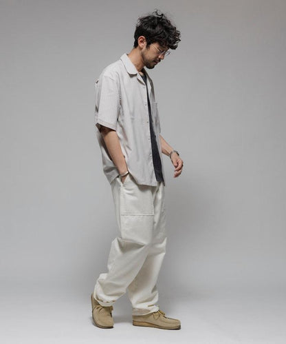 Reflax 功能性材料 輕鬆合身 條紋 開領襯衫 短袖