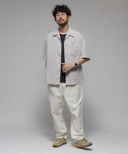 Reflax 功能性材料 輕鬆合身 條紋 開領襯衫 短袖