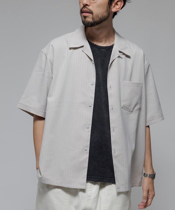 Reflax 功能性材料 輕鬆合身 條紋 開領襯衫 短袖