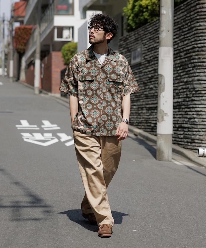 印度制 寬鬆版型 巴蒂克圖案印花 開領襯衫 短袖 小花紋