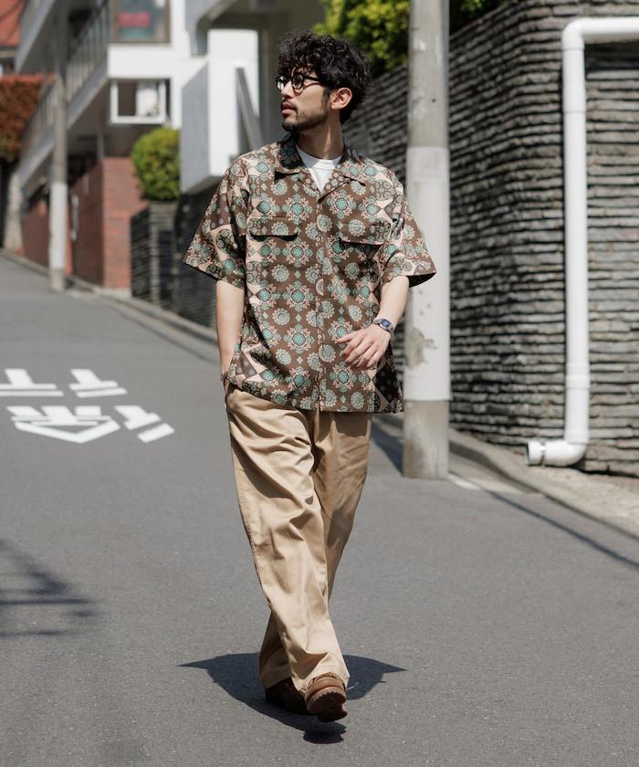 印度制 寬鬆版型 巴蒂克圖案印花 開領襯衫 短袖 小花紋