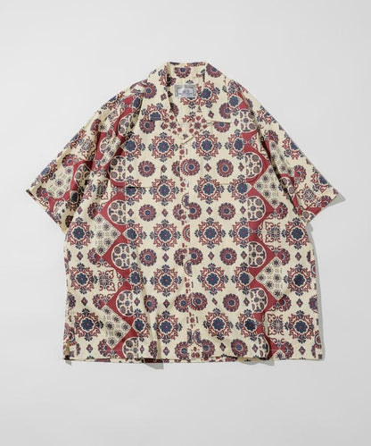 印度制 寬鬆版型 巴蒂克圖案印花 開領襯衫 短袖 小花紋