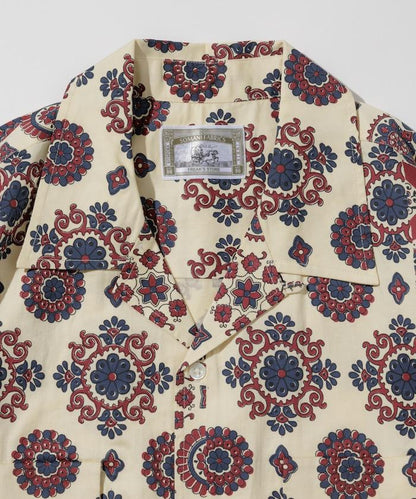 印度制 寬鬆版型 巴蒂克圖案印花 開領襯衫 短袖 小花紋