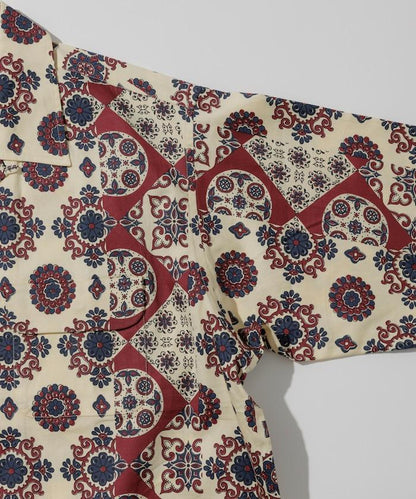 印度制 寬鬆版型 巴蒂克圖案印花 開領襯衫 短袖 小花紋