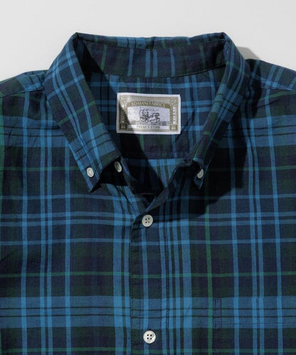 印度制 寬鬆版型 深色馬德拉斯格子 紐扣襯衫 短袖