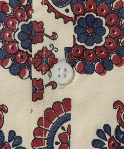印度制 寬鬆版型 巴蒂克圖案印花 開領襯衫 短袖 小花紋