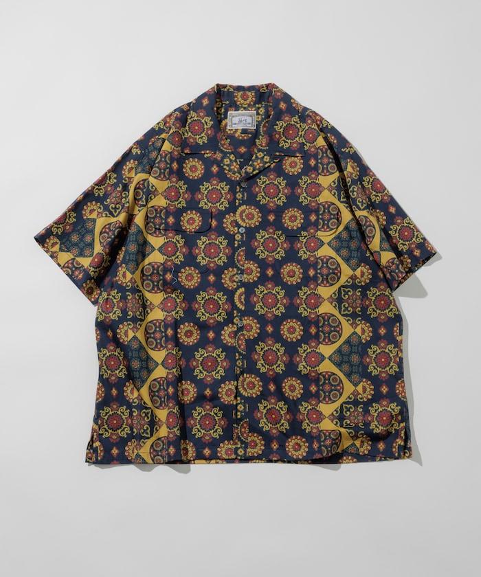 印度制 寬鬆版型 巴蒂克圖案印花 開領襯衫 短袖 小花紋